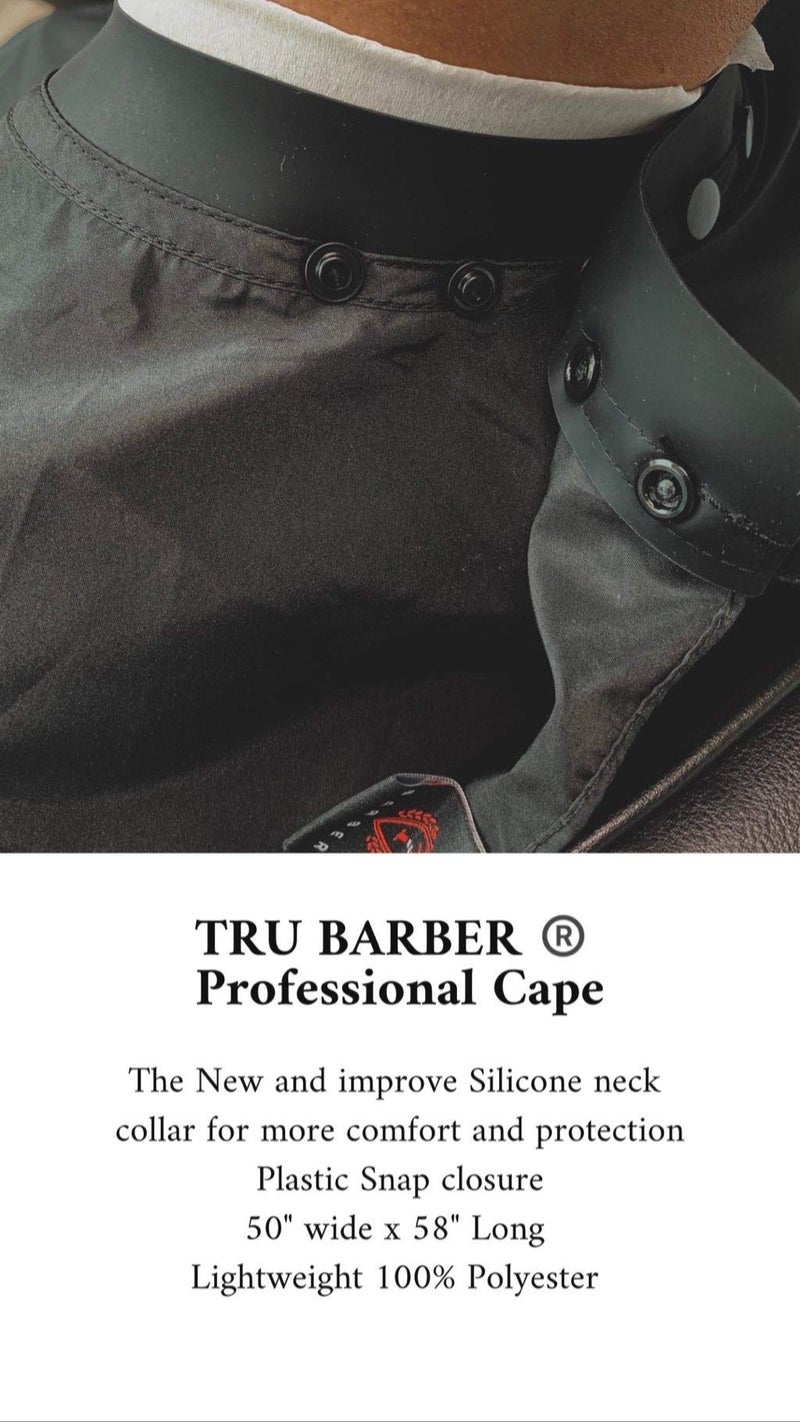 TRU BARBER Silicone neck cape, Professional Cape with Snap Closure Hair Salon Cutting Cape, Barber Cape, Barbershop cape, 50" x 58â€ (Blak/Red) - Image 4